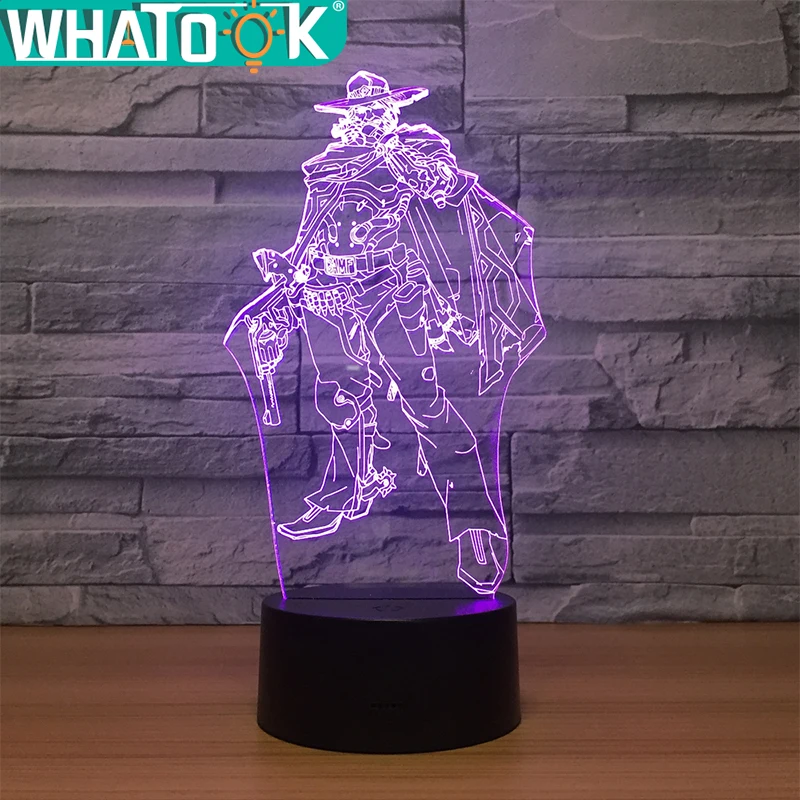 Jesse McCree 3D Table Lamp Color Changing 3D night Light Illusion Bulbing Lamp with Touch butoon Usb Led lamp for Christmas gift Jesse McCree 3D Table Lamp Color Changing 3D night Light Illusion Bulbing Lamp with Touch butoon Usb Led lamp for Christmas gift