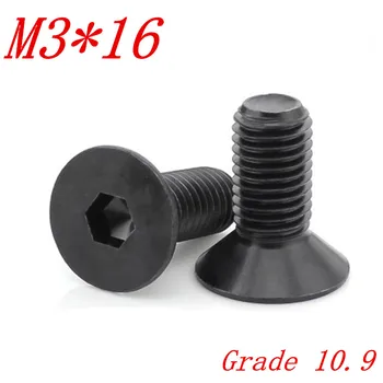 

500pcs/lot DIN7991 Grade 10.9 M3*16 M3 x 16 flat hex socket countersunk head screw