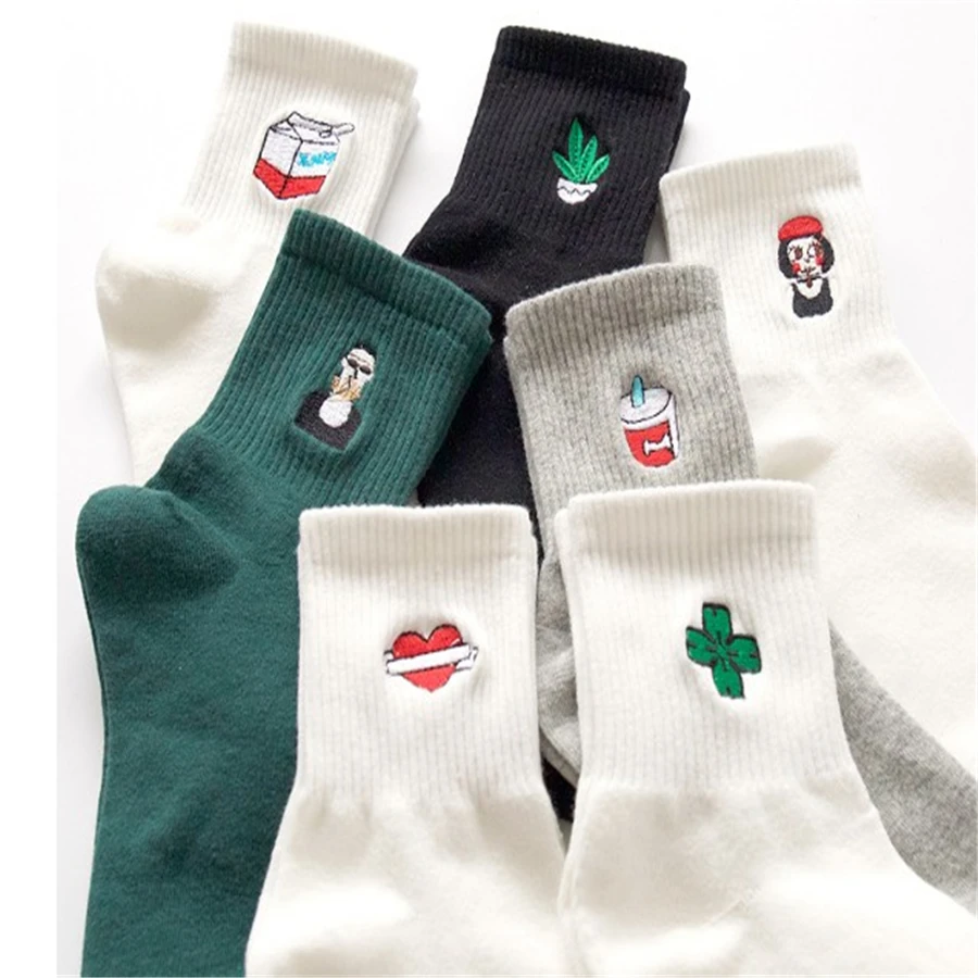 Новые женские хлопковые короткие носки с принтом «Killer Cupid Moustache Milk Cola Leon Clover Love Mathilda», удобные, Прямая поставка, 4 пары