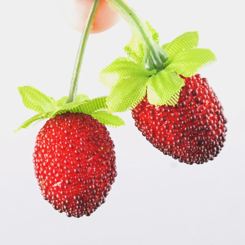 10pcs Fake Fruit Glass Strawberry Christmas Red Cherry Stamen Mini Berries Artificial Flower Pearlized Wedding Decoration DT16 (1)