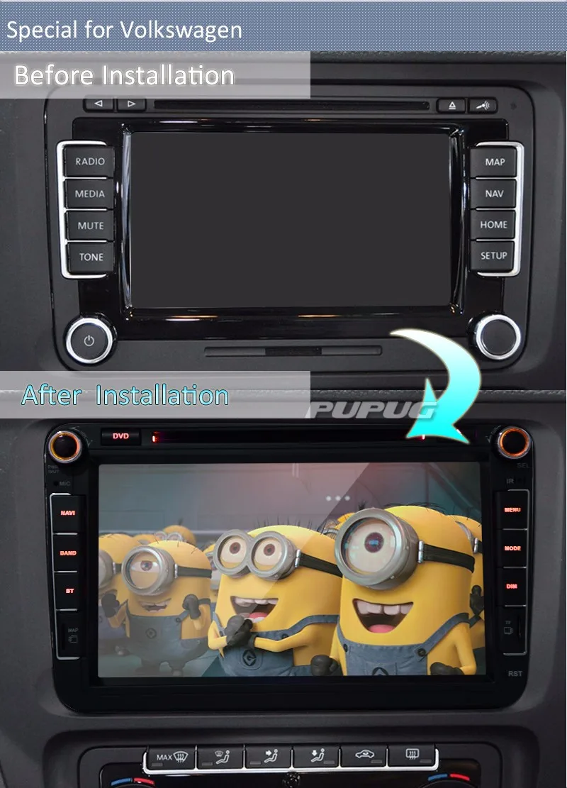 Top 8"Touch Screen VW Car DVD GPS Player Bluetooth Radio RDS USB IPOD SD Steering wheel control Free Camera For 11