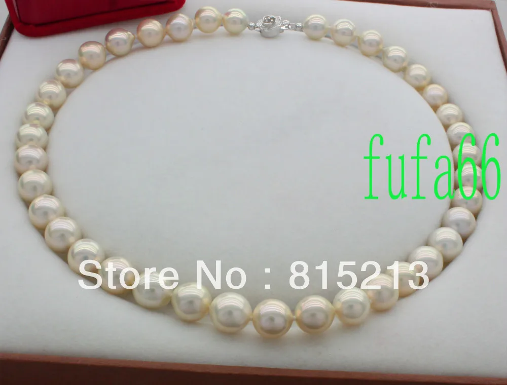 

FREE SHIPPING>>>@@ > N1560 CHARMING!RARE!AAA++ 10-11MM AAA++ CREAM PINK PEARLS NECKLACE