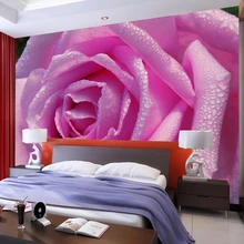 HD капли воды розовая роза фото обои 3D настенная романтическая Декор Дворец бракосочетаний гостиная обои теплых оттенков Papel де Parede 3D