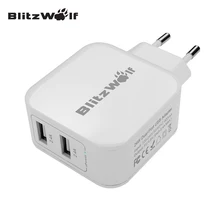 BlitzWolf Universal Travel Wall Charger Dual USB Charger Mobile Phone Charger Adapter 2.4A EU Fast Charge For iPhone For Samsung