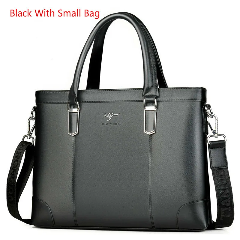 Мужская офисная сумка для ноутбука, мужской портфель, компьютерные сумки, водонепроницаемая дорожная рабочая сумка на плечо для hp Lenove DELL acer Xiaomi MAC - Цвет: Black With SmallBag
