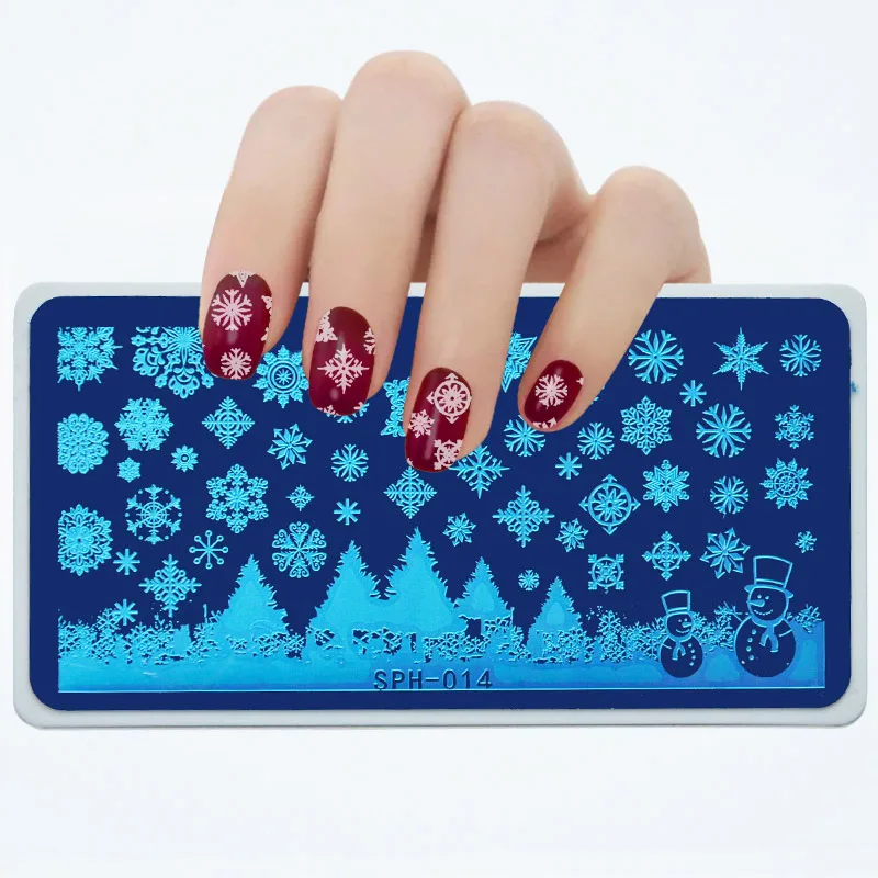 

XMAS Special! SPH14-17 4PCS/LOT Christmas Autumn Winter Nordic Pattern Nail Stamping Plate Snowflake Snow Festival Party Nails