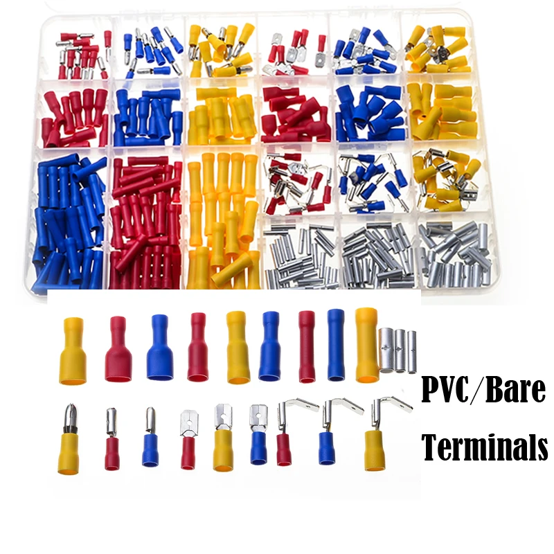Cabo de Fio Pces Desencapado Terminal Conector Sortimento Conjunto Isolado Elétrico Bala pá Piggy Volta Friso Conectores 330 Pvc –