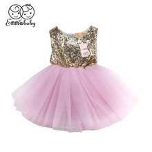 Детские платья, платья для маленьких девочек Блёстки любящее сердце спинки Тюль лоскутное бальное платье платья без рукавов