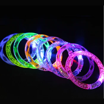 

12 PCS Light-Up Bracelets Thick Acrylic Wristbands LED Flashing Bands Rave Show as children kids' toys for KTV Party Decoration