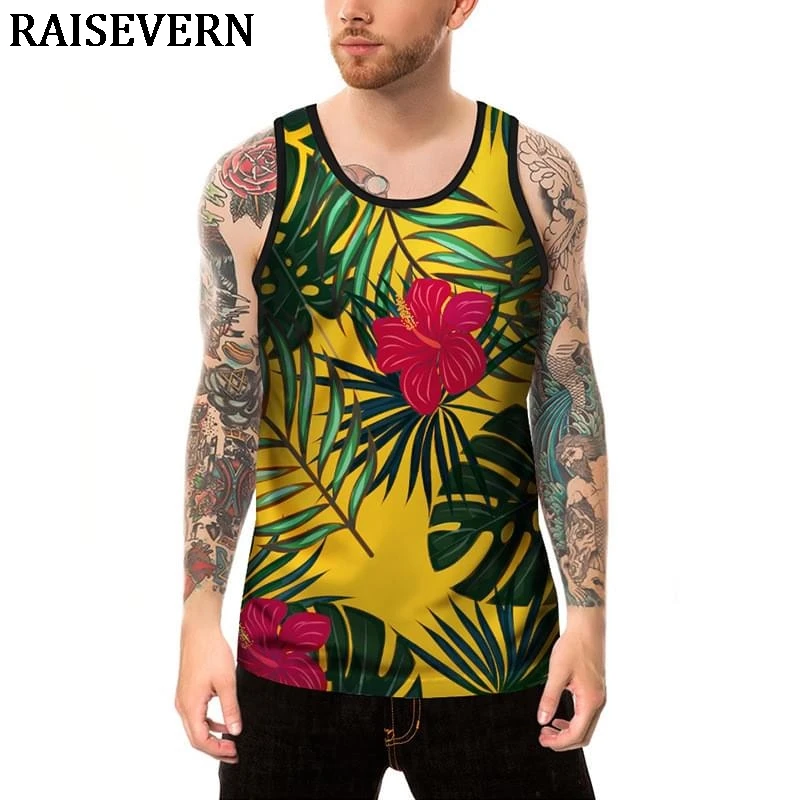 2020 Floral Leaves Tank Tops 3d Summer Sleeveless Men's Hawaii Vest