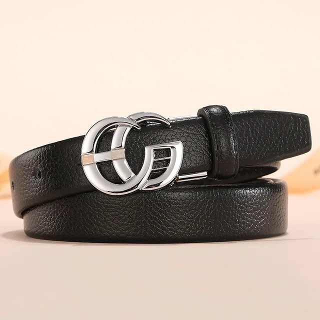 Classic GG Belt for Women Ultra Thin 2.3cm Elegant Waist Belt Genuine Leather Luxury Design Gold