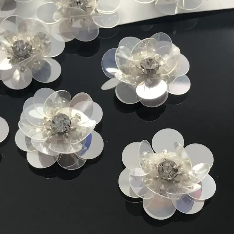 10 ピース ロットスパンコール花パッチ服縫うビーズラインストーンパッチブライダルドレス靴diyアクセサリー Patches Aliexpress