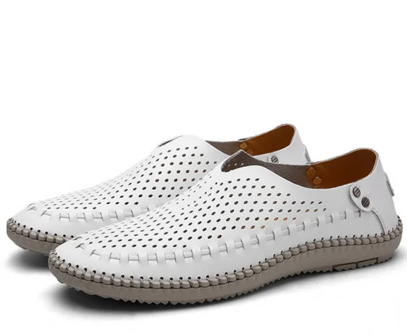 

2019 Summer Spring Men Genuine Leather Shoes Casual Lightweight Cowhide Flats Driving Loafers Hombre Lazy Walking Footwear D303
