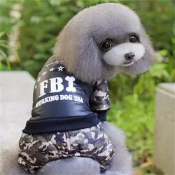Pet костюм ФБР двойной утолщение Камуфляжный костюм комбинезон Зимняя куртка милая собака одежды Одежда для щенок теплая одежда