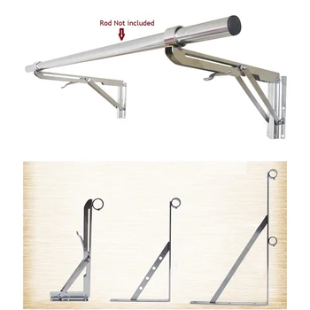 

2Pcs(1Pair)/Lot Stainless Steel Wall Mount Corner Folding Bracket Support For Hanging 25mm 1" 32mm 1-1/4" Rod Pipe Tube Displayi
