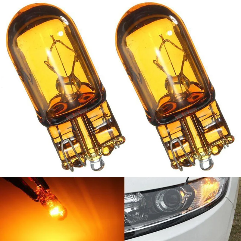 10pcs/lots T10 168/W5W 5W Halogen Car Globe Front Sidelight Headlight Bulb Yellow