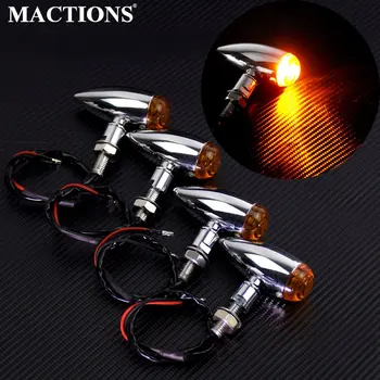 

2PCS/4PCS Chrome Metal EM Bullet Turn Signal Indicator Light Lamp For Harley Mini Sportster Bobber Chopper