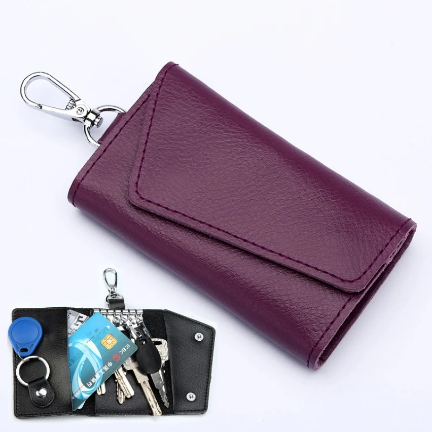 

Leather Key Holder Wallet Solid Keys Organizer Bag Key Wallet Car Housekeeper Wallet credit Card Holder