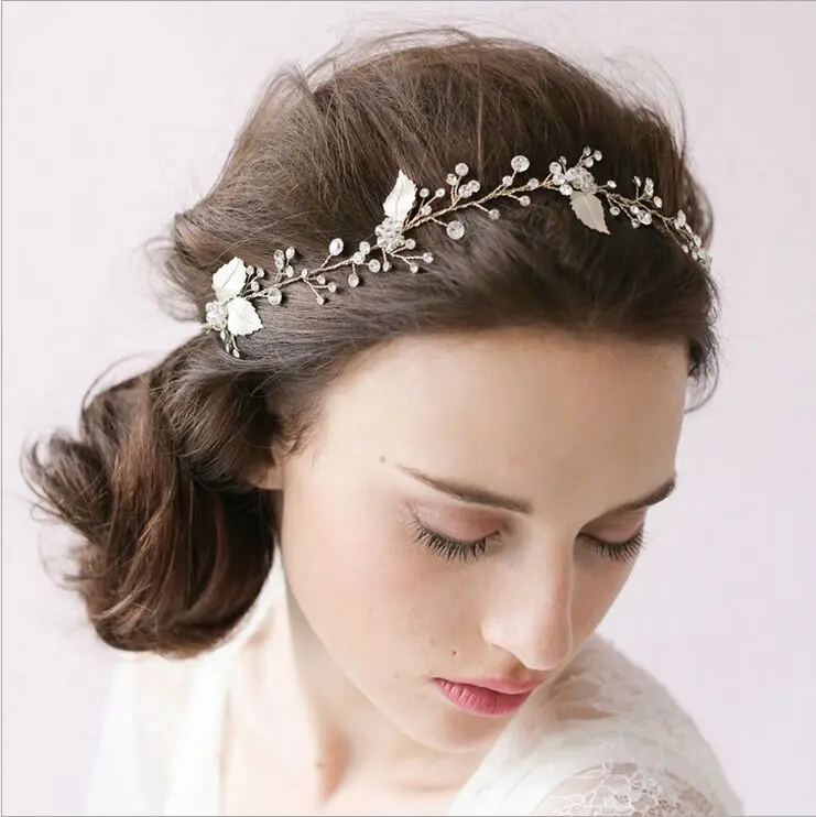 Ручная работа Cristal Cabelo de Noiva Flor de Strass Cabelo Joias Prom Mantilha Casamento Mulheres Meninas Acessorios Para o Cabelo - Окраска металла: 2