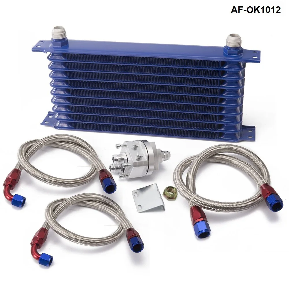 UNIVERSAL 10 ROW OIL COOLER KIT WITH OIL FILTER RELOCATION KIT FOR