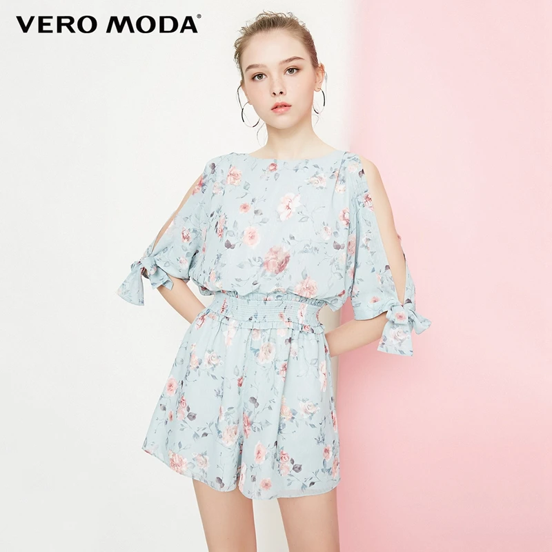 Vero Moda женский комбинезон с открытыми плечами и печатным эластичным поясом на шнуровке | 318378507