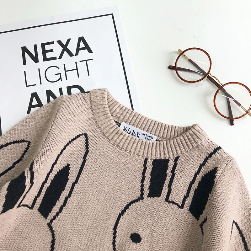 Winter Sweater Kids Sweatershirts Baby Girls Sweaters Boy Cartoon Rabbit Sweater Autumn Winter Kids Pullover Tops Cotton Knitwear