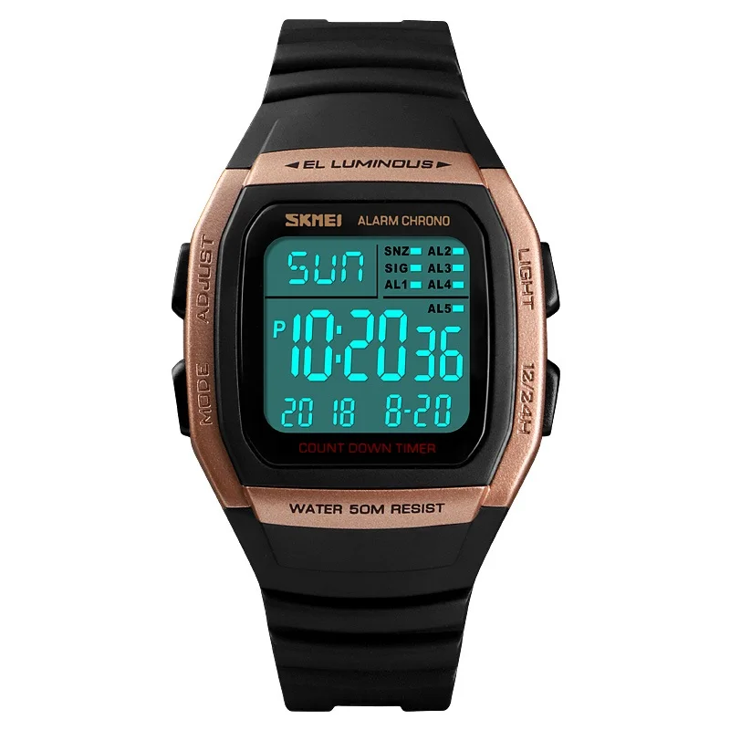 

SKMEI Sport Running Watch 5Bar Waterproof Unisex Digital Wristwatch Chronograph Week Display Alarm Stop Watch Repeater Clock