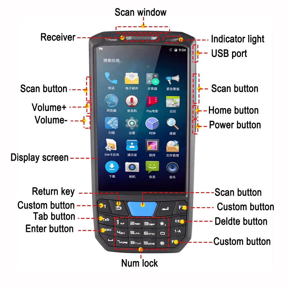  ENGONUS PDA wifi handheld smartphone rfid nfc reader for file tracking handheld terminal android7.0