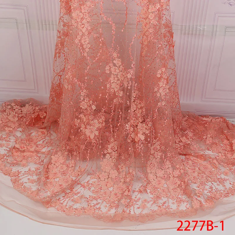 

French Mesh Lace Fabrics with Stones 2019 African Tulle Lace Fabric Nigeria fabrics Bridal Material for Wedding Dress APW2277B