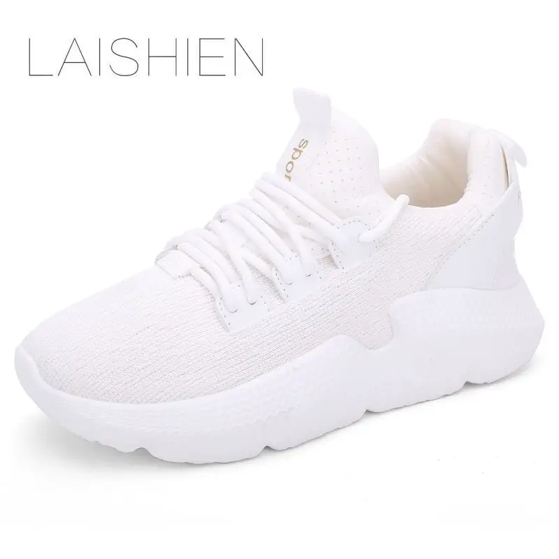 LAISHIEN Для женщин кроссовки сетки обувь Feminino Повседневная на шнуровке Дышащая