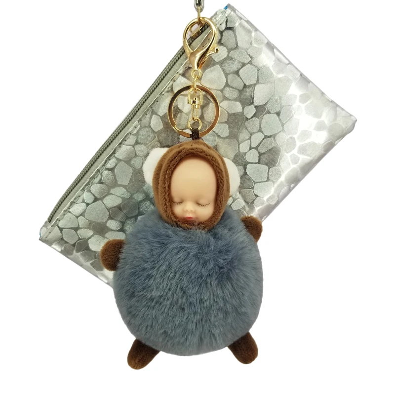 Baby Figure Keychain Fur Pompom Decorative Pendant Key Chains Women Bag Car Keys Accessories Fashion Wedding Party Gifts | Украшения и