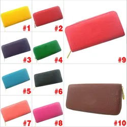 

New Women Fashion PU Leather Wallet Zippered Around Case Purse Lady Long Handbag Bag 9 color