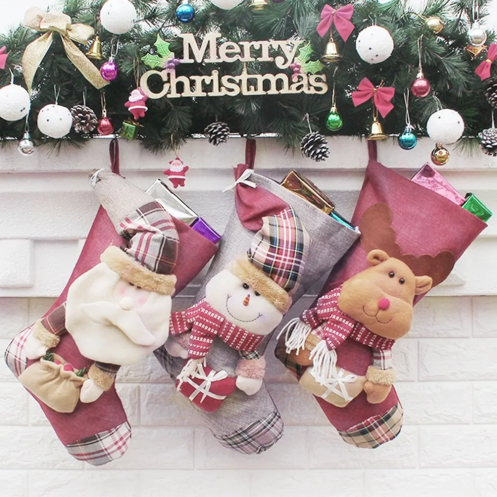 Christmas stockings stockings gift bags buffalo plaid home decoration