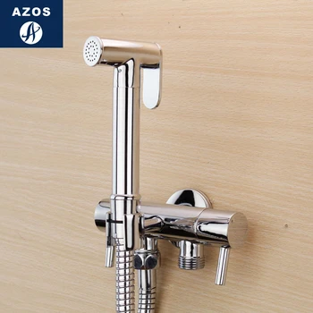 

Azos Bidet Faucet Pressurized Shower Nozzle Brass Chrome Cold Water Two Function Toilet Shower Bathroom Round PJPQ008