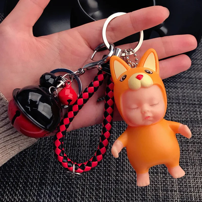 Мультфильм милый аниме Спящая кукла детская игрушка брелок колокольчики брелок автомобильный мешок брелок держатель кулон подарок безделушки Porte Clef - Цвет: K25