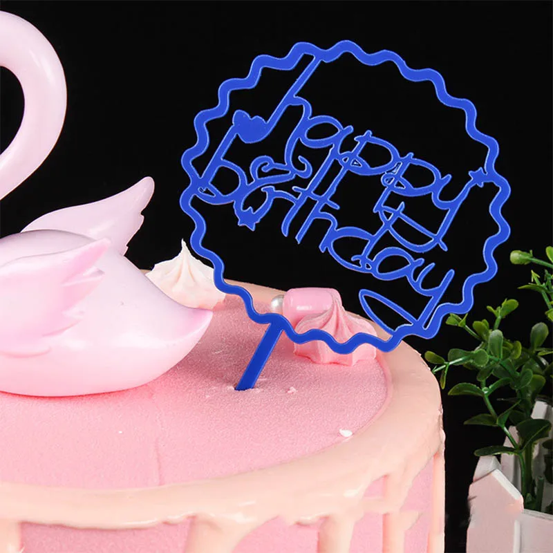 Украшения для торта в форме сердца с золотым блеском, акриловые, Новые вечерние украшения на день рождения - Цвет: 7 Blue