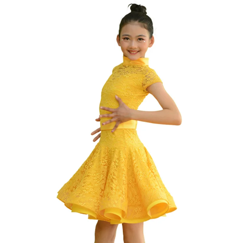 

Slim Latin Dress For Kids Lace Chacha Samba Salsa Tango Performance Dancewear Girl Ballroom Rumba Dancing Practice Outfit DC2394