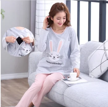 

Spring and Autumn Cotton Postpartum Feeding Maternal Breastfeeding Cotton Pregnancy Pregnant Women Pajamas Women Autumn