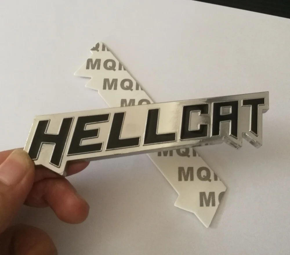 JX-LCLYL Metal HELLCAT Car Side Body Trunk Emblem Badge Sticker Decal For Dodge Silver