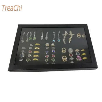 

Exquisite Practical Fine 100 Slot Ring Display Tray Organizer Show Case Jewelry Earrings Holder Storage Box Transparent Window
