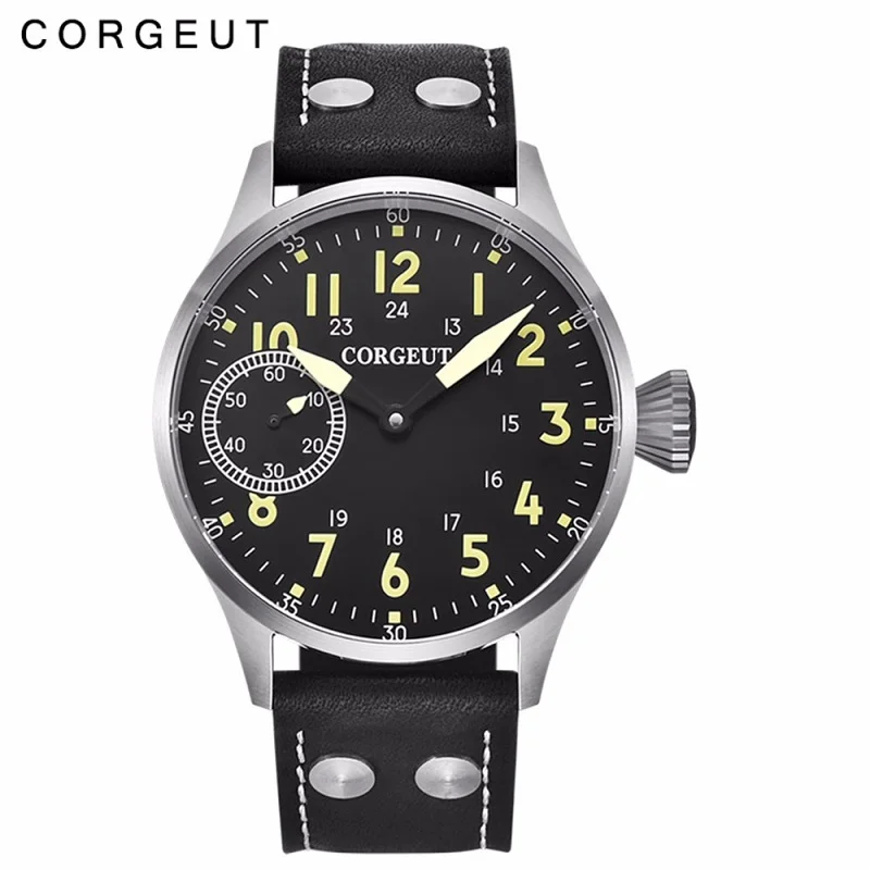 

Corgeut Men Watches Fashion Leather Top Mechanical Wrist 17 Jewels Hand Winding 6497 ST3600 Leather Luminous Luxury Top Brand
