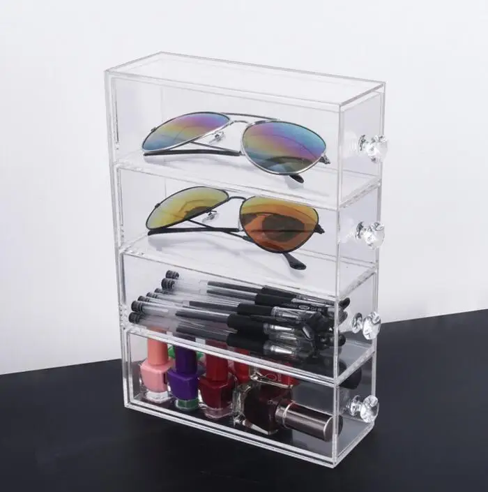Многофункциональный Прозрачный акриловый Органайзер для макияжа, коробка для хранения, портативный ящик для хранения макияжа, очки, ручка, косметический стенд, стойка
