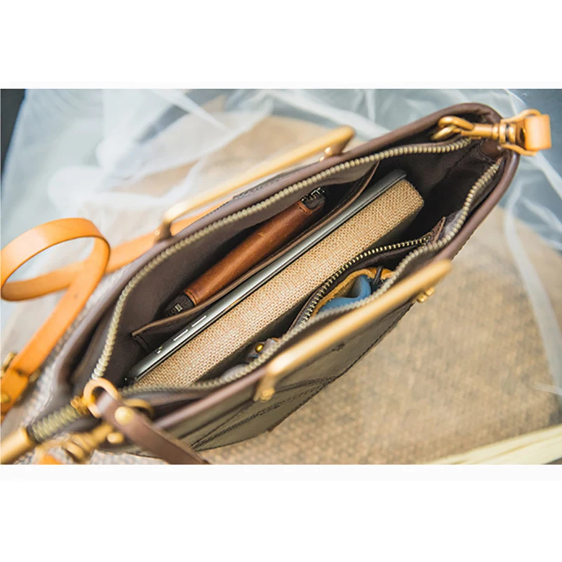 AETOO Lady Retro Literary handmade cowhide single shoulder oblique cross bag geometric stitching handbag leather dumpling bag