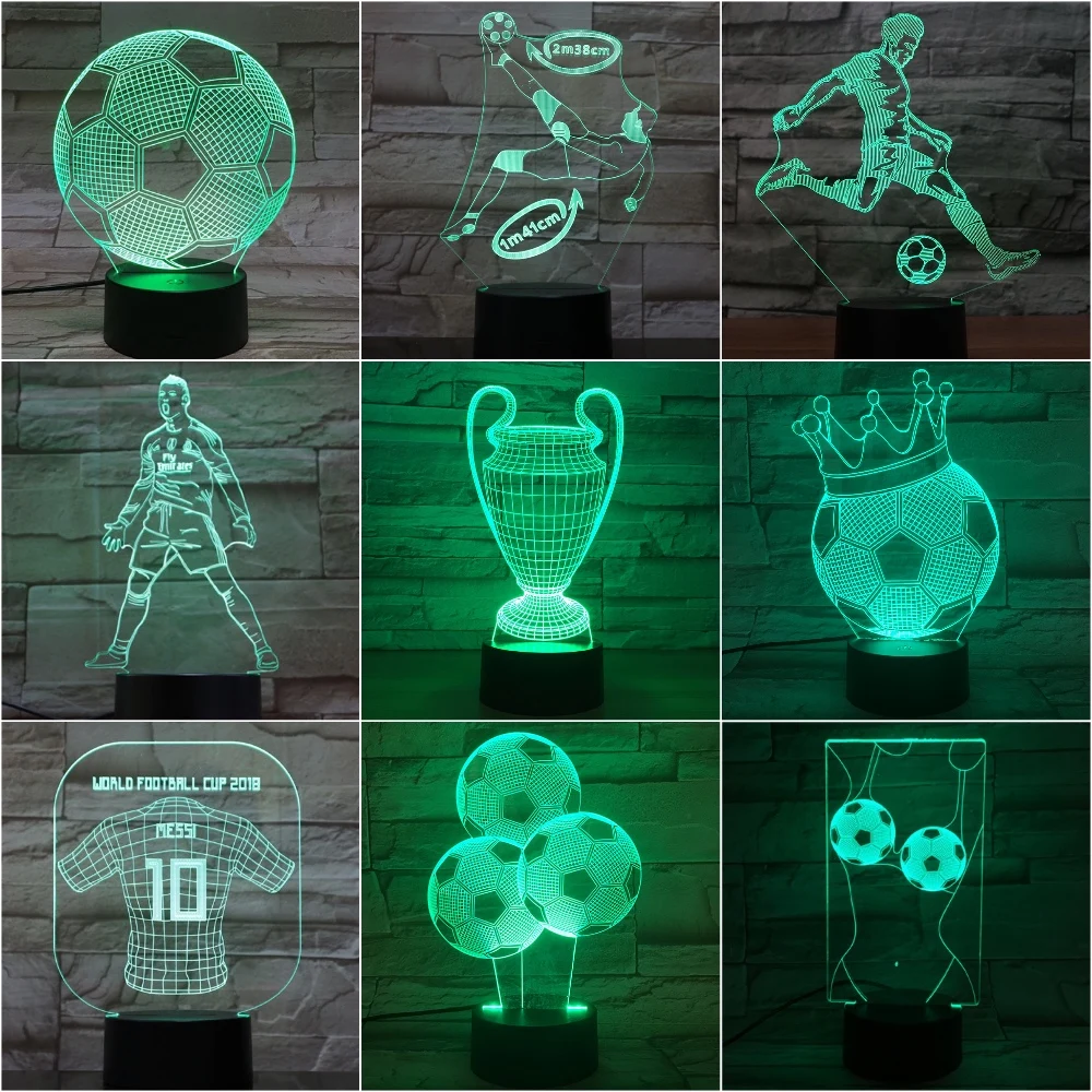 

Novelty Lights 3d Football Lamp C Ronaldo Nightlight Child Home Decor Dropshipping Bedside Messi Kids LED Night Light Soccer