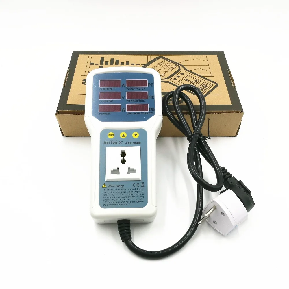 

ATX9800 power meter 4400W 20A Electric Power Energy Monitor LED Light Tester Socket Watt Meter Analyzer