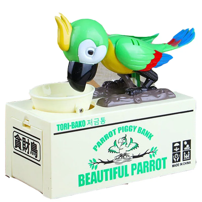 Huggry Parrot Piggy Eats Coin Alcancia Money Box For Coin Large Piggy