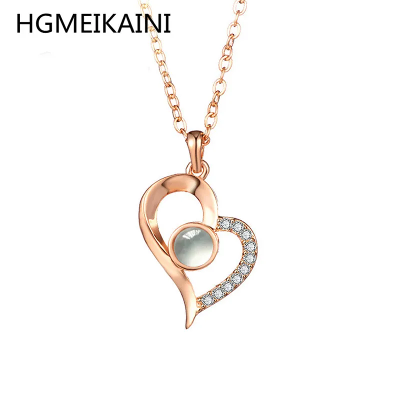 

Tiff925 original authentic love memory of silver pendant projection 100 languages I love you charm ladies fashion necklace