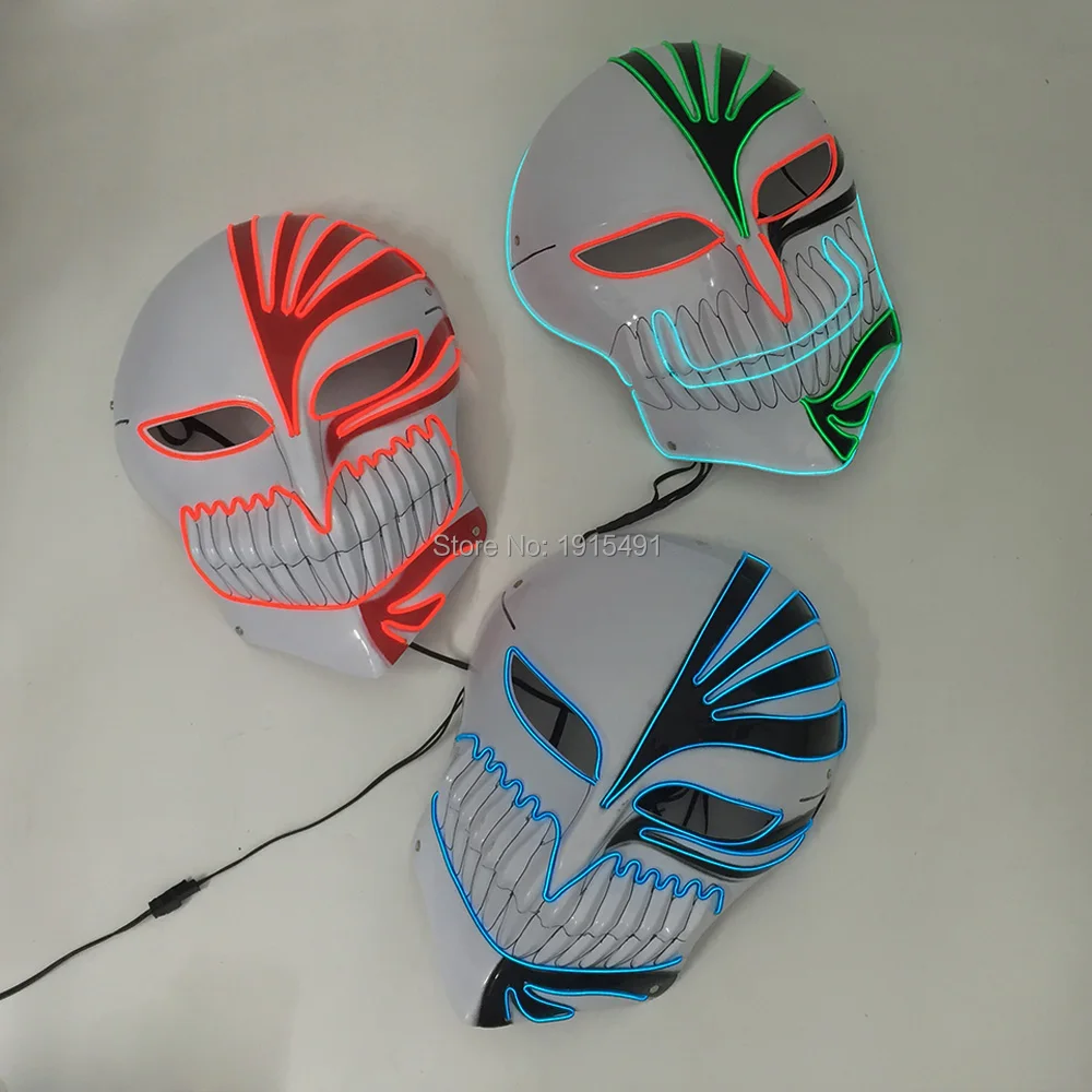 

Wild Party Props Led Neon Strip Death Anime Character Mask Kurosaki Ichigo Cosplay Mask EL Illuminated Cartoon Theme Accessory