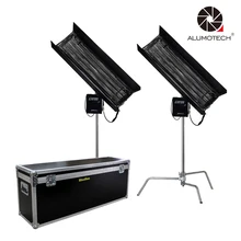 ALUMOTECH As Kinoflo 2Kit 300w 4FT 4Bank Fluorescent Light+Ballast Tubes+C-Stand+Egg Crate
