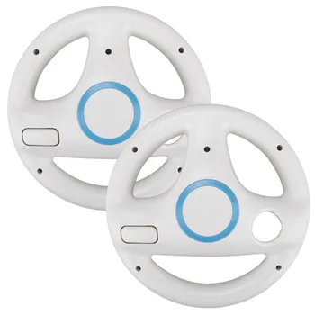 

ONETOMAX 2pcs White Kart Racing Game Steering Wheel Controller For Nintendo Wii Accessories Game Remote Controller